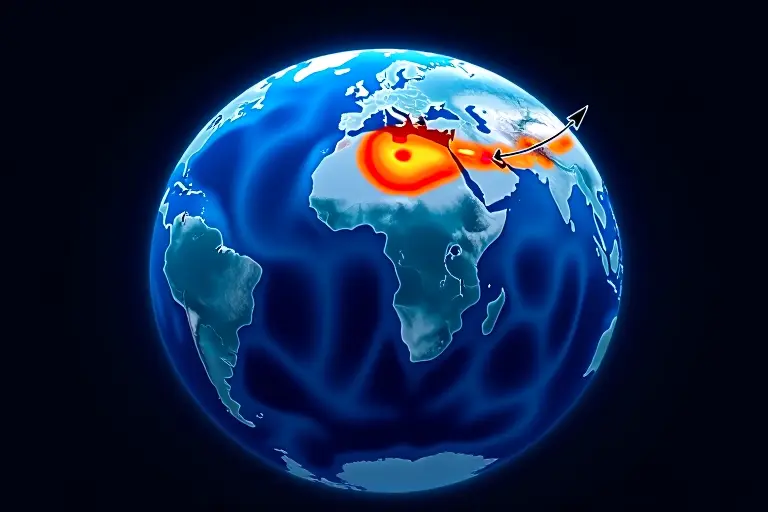 Global weather map showing disrupted circulation patterns