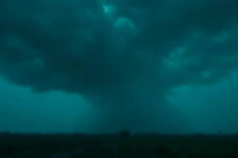 Dramatic thick storm clouds building over a landscape