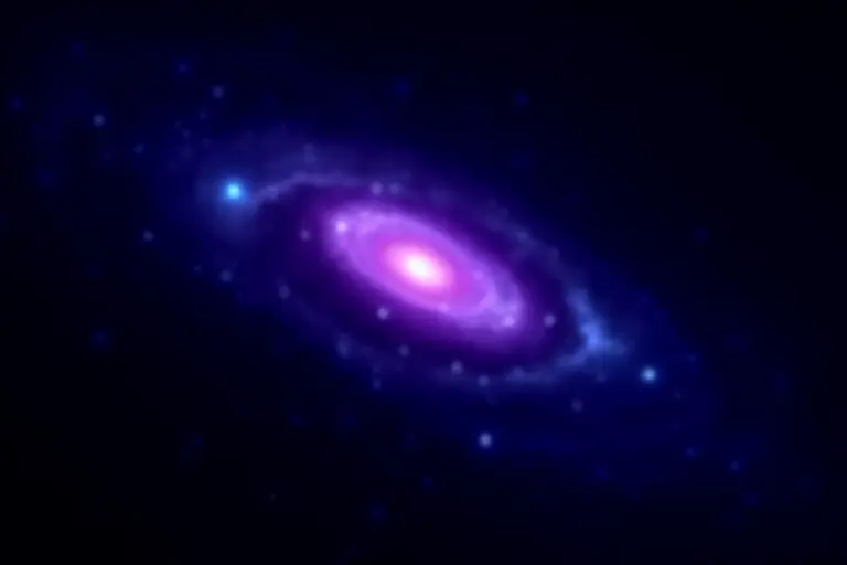 A reshot Hubble Deep Field image showing galaxies connected by glowing dark matter filaments