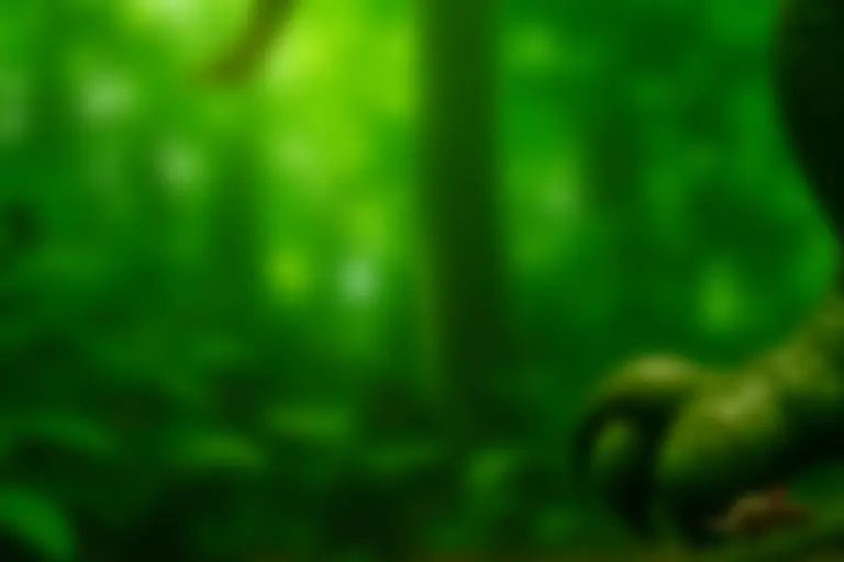 A tiny mouse-like mammal hiding beneath a fern while a massive dinosaur leg passes overhead