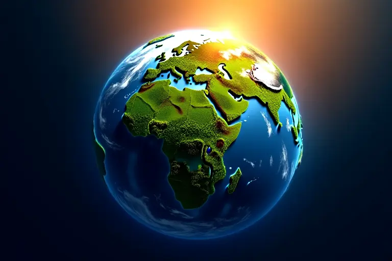 A warm Earth with no ice caps and lush vegetation covering the poles