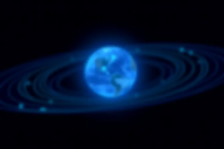 Illustration of Earth's magnetic field lines weakening