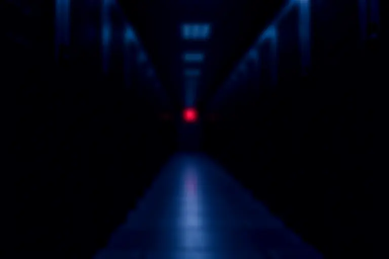 Dark server room with all rack lights off
