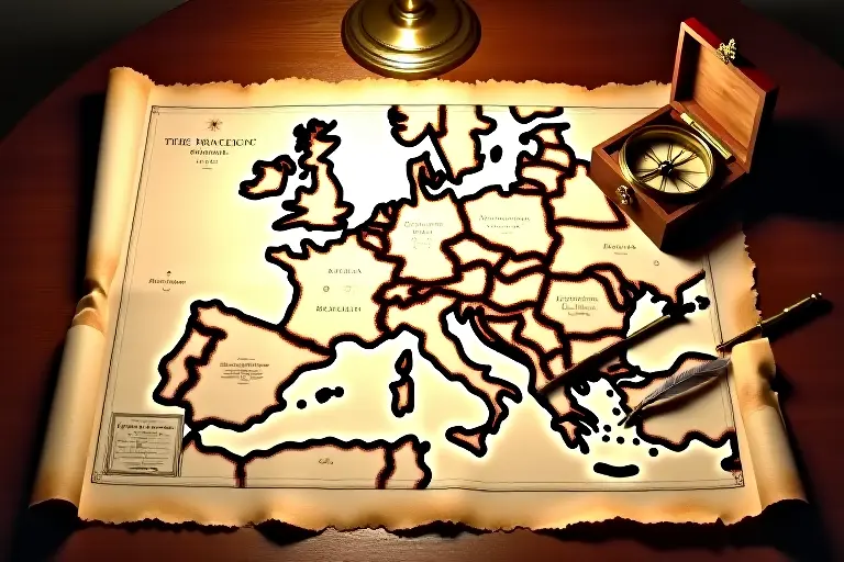 Map of Napoleonic Europe showing the Rhine frontier