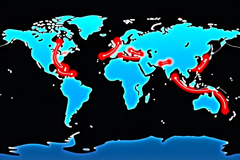 Map showing ocean thermohaline circulation currents