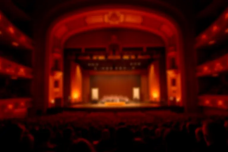 Concert hall with audience viewed from the stage