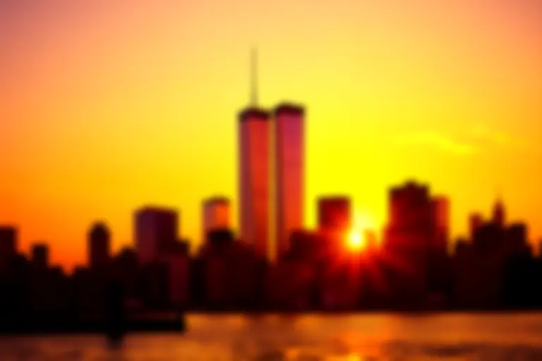 New York City skyline with the Twin Towers still standing