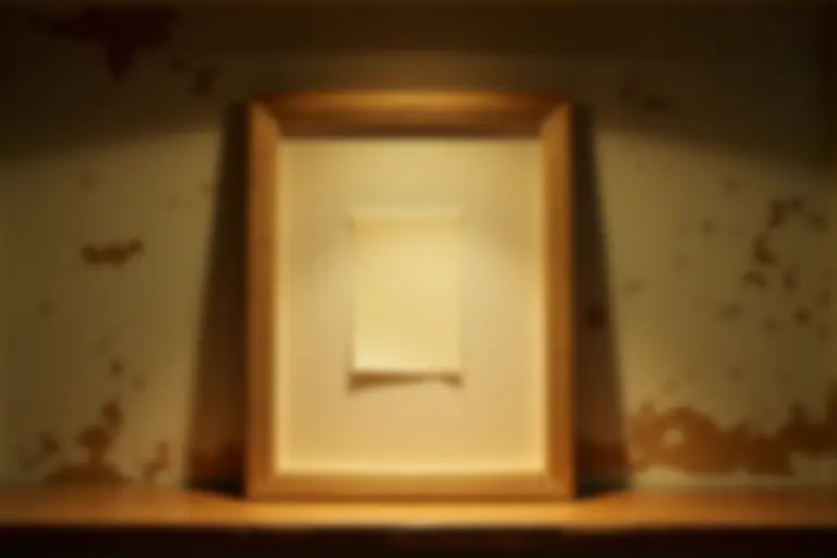 Empty picture frame on a shelf representing erased memories