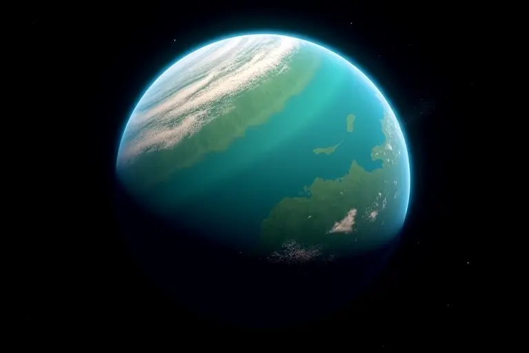 A habitable Mars with blue oceans and green continents viewed from orbit