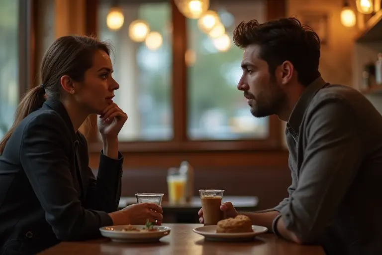 People at a table struggling mid-conversation