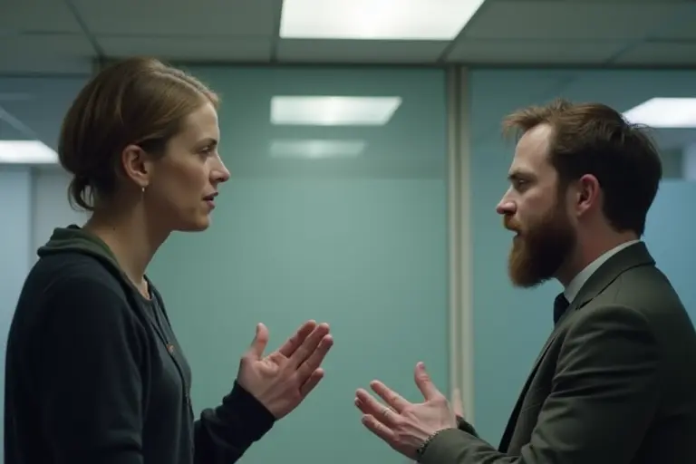 Two people in an honest, uncomfortable conversation